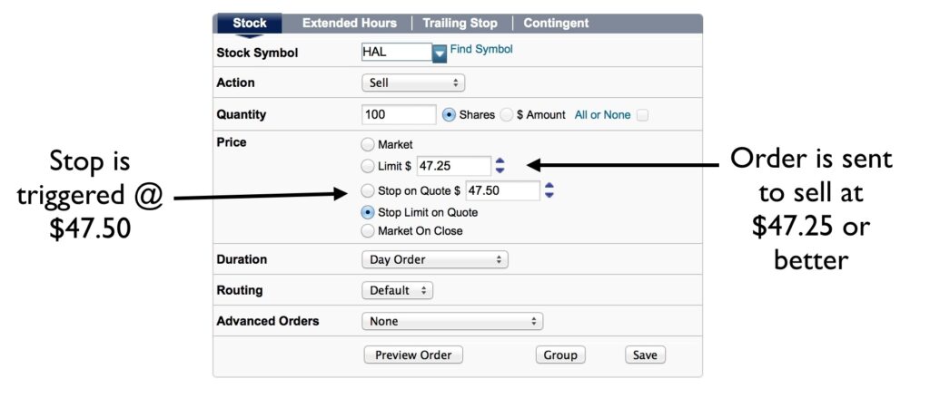 stop on quote order
